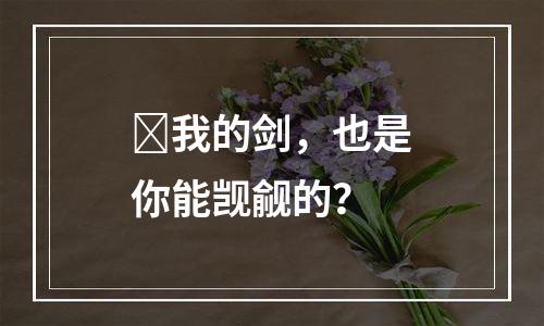 ​我的剑，也是你能觊觎的？