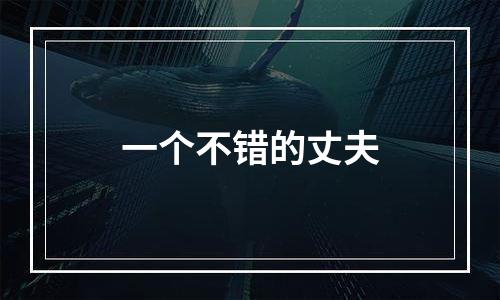 一个不错的丈夫