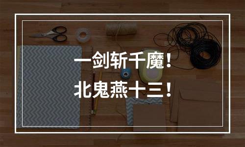 一剑斩千魔！北鬼燕十三！