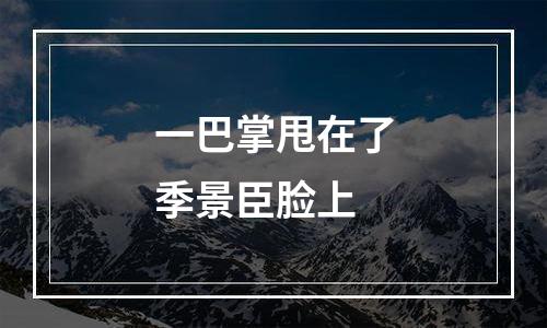 一巴掌甩在了季景臣脸上