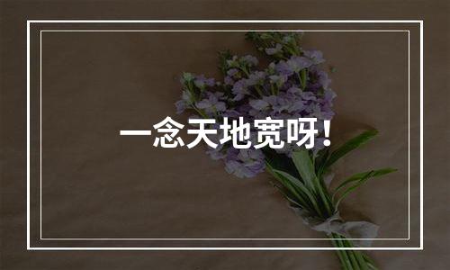一念天地宽呀！