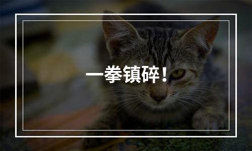 一拳镇碎！
