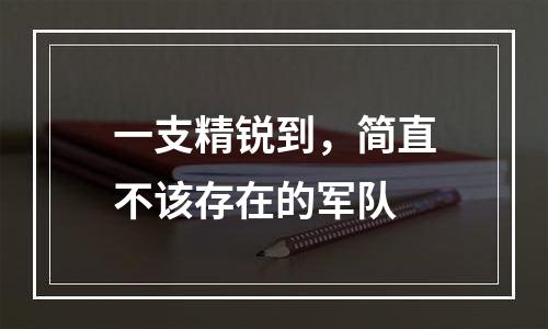 一支精锐到，简直不该存在的军队
