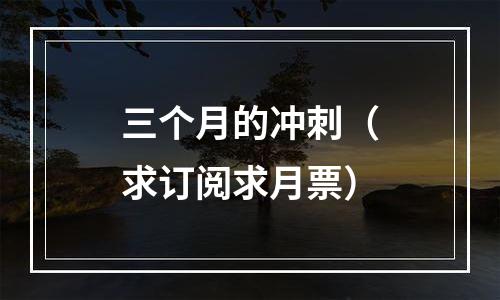三个月的冲刺（求订阅求月票）