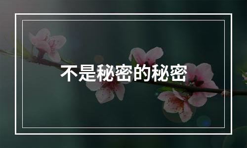 不是秘密的秘密