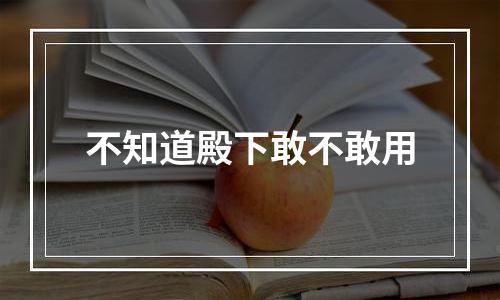 不知道殿下敢不敢用