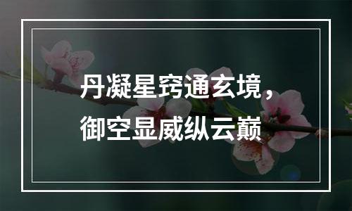丹凝星窍通玄境，御空显威纵云巅