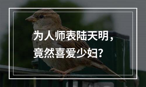 为人师表陆天明，竟然喜爱少妇？