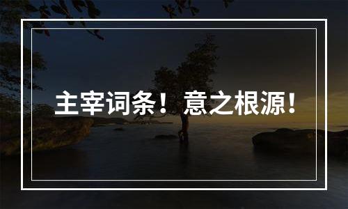 主宰词条！意之根源！