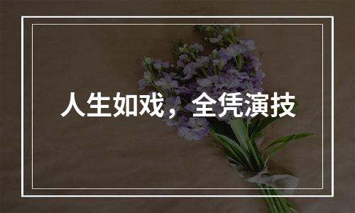人生如戏，全凭演技