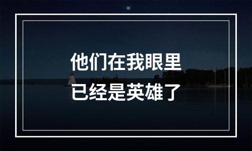 他们在我眼里已经是英雄了