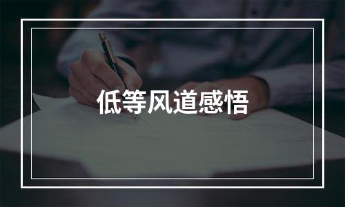 低等风道感悟