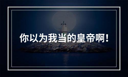 你以为我当的皇帝啊！