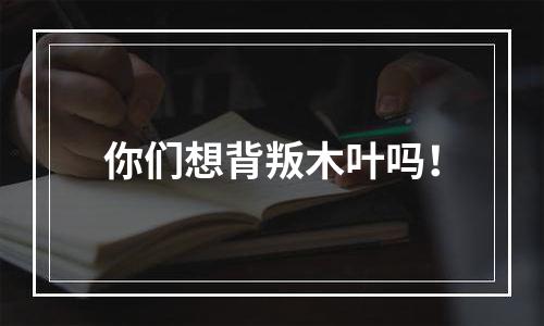 你们想背叛木叶吗！