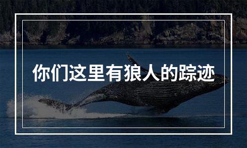 你们这里有狼人的踪迹