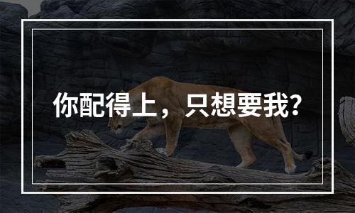 你配得上，只想要我？