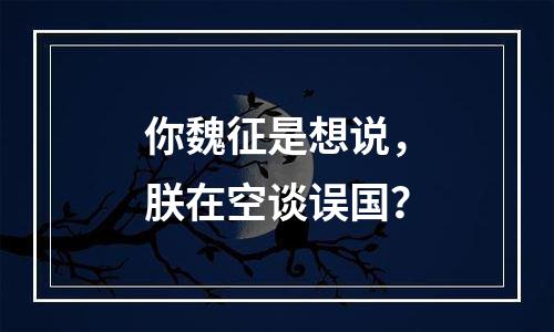 你魏征是想说，朕在空谈误国？