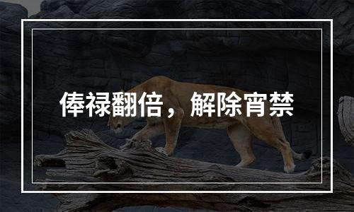 俸禄翻倍，解除宵禁