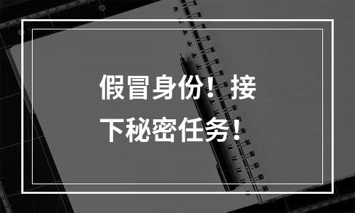 假冒身份！接下秘密任务！