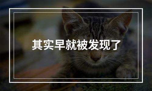 其实早就被发现了