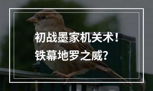 初战墨家机关术！铁幕地罗之威？