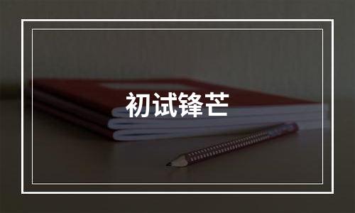 初试锋芒