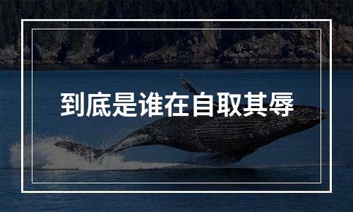 到底是谁在自取其辱