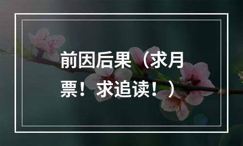 前因后果（求月票！求追读！）