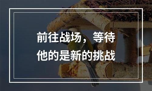 前往战场，等待他的是新的挑战