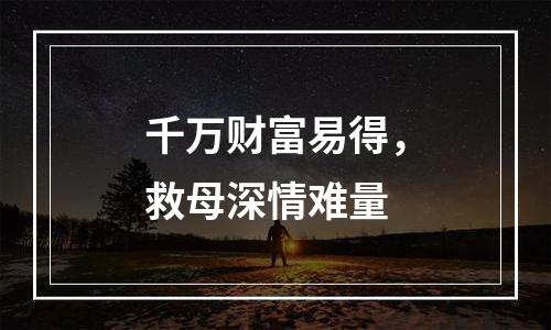 千万财富易得，救母深情难量