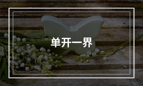 单开一界