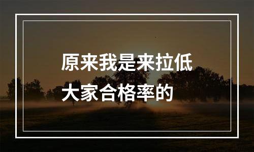 原来我是来拉低大家合格率的