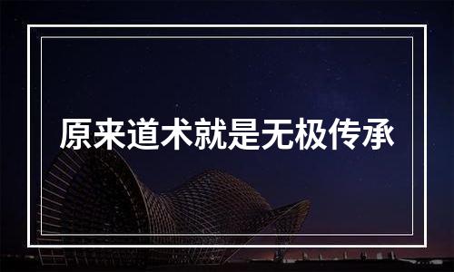 原来道术就是无极传承
