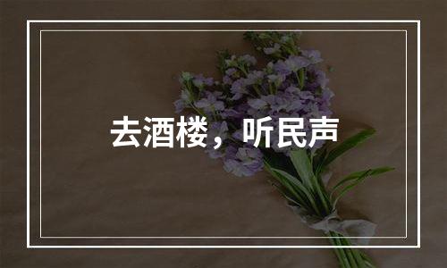 去酒楼，听民声