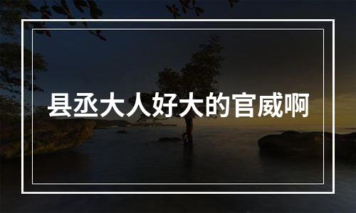 县丞大人好大的官威啊
