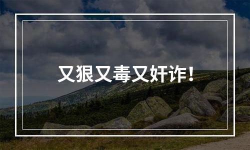 又狠又毒又奸诈！