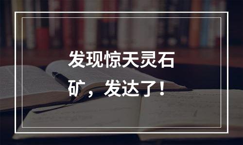 发现惊天灵石矿，发达了！