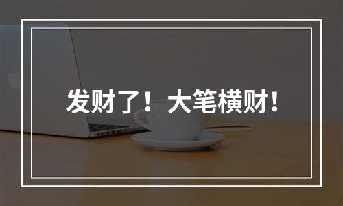 发财了！大笔横财！