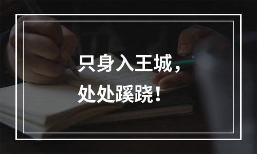 只身入王城，处处蹊跷！