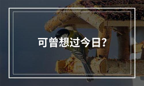 可曾想过今日？