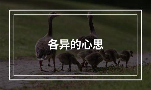 各异的心思