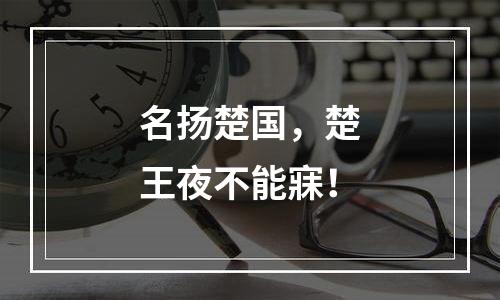 名扬楚国，楚王夜不能寐！