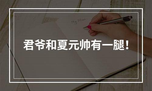 君爷和夏元帅有一腿！