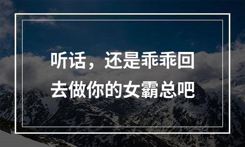 听话，还是乖乖回去做你的女霸总吧