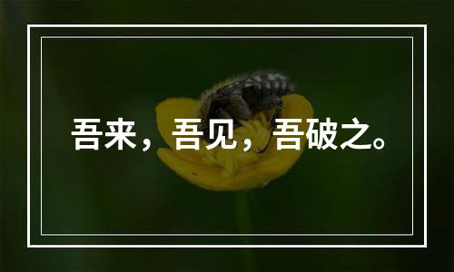 吾来，吾见，吾破之。