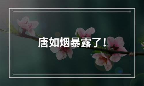 唐如烟暴露了！