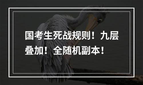 国考生死战规则！九层叠加！全随机副本！