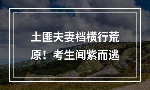 土匪夫妻档横行荒原！考生闻紫而逃