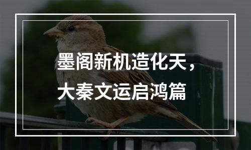 墨阁新机造化天，大秦文运启鸿篇