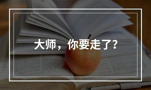 大师，你要走了？